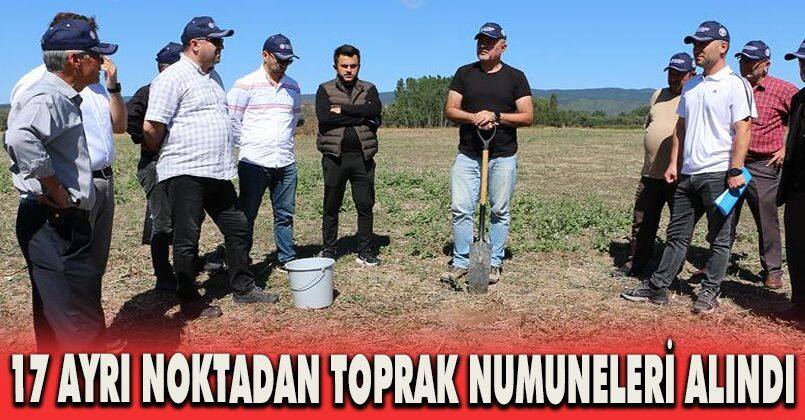 Agro-ekolojik üretim modeli için 17 ayrı noktadan toprak numuneleri alındı