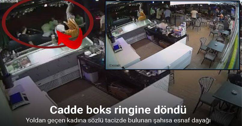 Yoldan geçen kadına sözlü tacizde bulunan şahısa esnaf dayağı