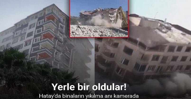 Kolonlarına zarar verilerek yıkılan binaların yerle bir olduğu anlar kamerada