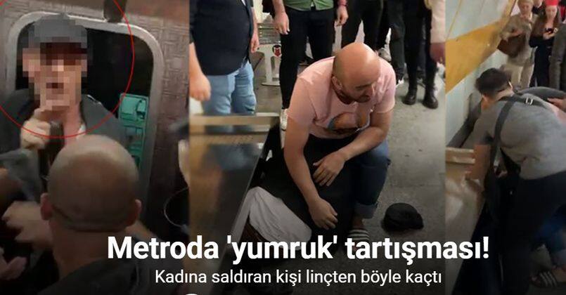 Metroda tartıştığı kadın yolcuya vuran şahsa vatandaş tepkisi
