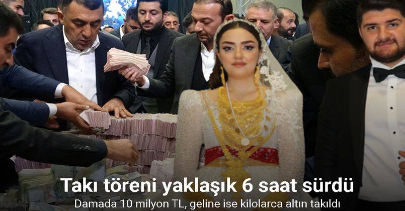 10 bin kişinin katıldığı düğünde damada 10 milyon TL, geline ise kilolarca altın takıldı