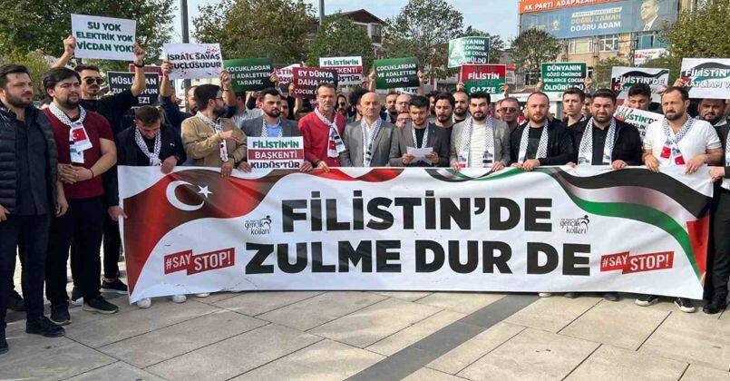 Sakarya’da AK Partili gençlerden İsrail’e tepki yürüyüşü