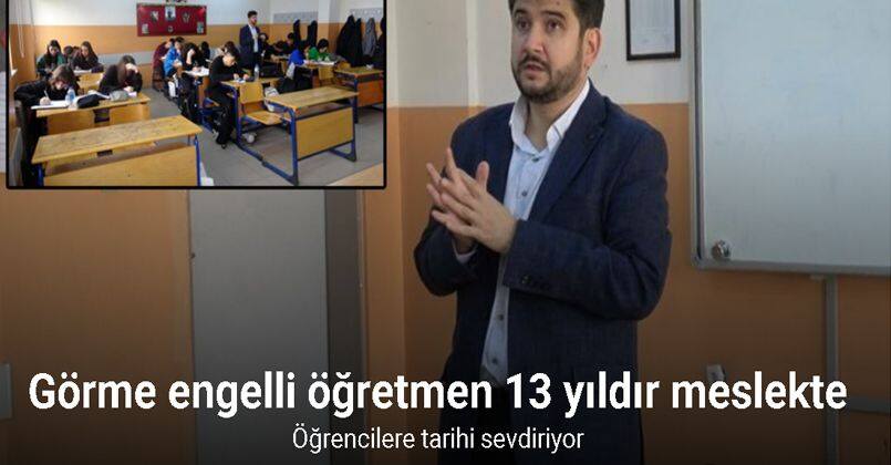 Kütahya’da görme engelli öğretmen, öğrencilere tarihi sevdiriyor