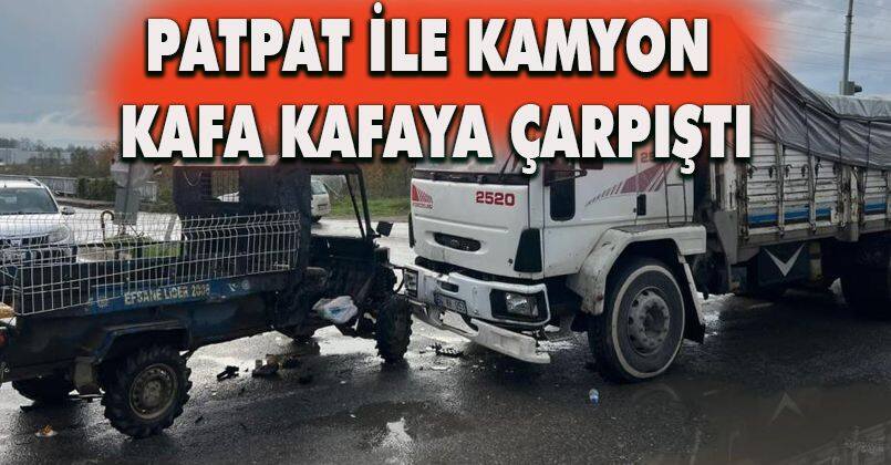 Patpat ile kamyon kafa kafaya çarpıştı: Karı-koca yaralandı