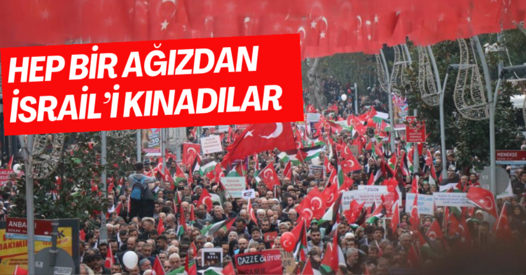 Sakarya’da insan seli: Hep bir ağızdan İsrail’i kınadılar