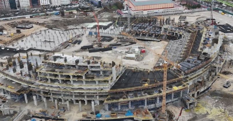 Ankara’da 45 bin kişilik yapılan stadyumun çalışmaları havadan görüntülendi