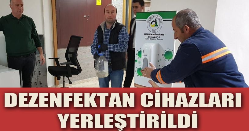 Belediye binalarına dezenfektan yerleştirildi