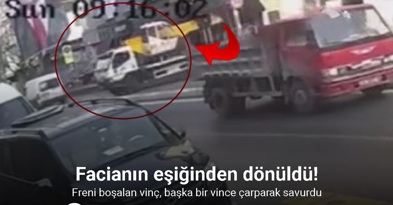 Beyoğlu’nda facianın eşiğinden dönülen vinç kazasının güvenlik kamerası görüntüleri ortaya çıktı