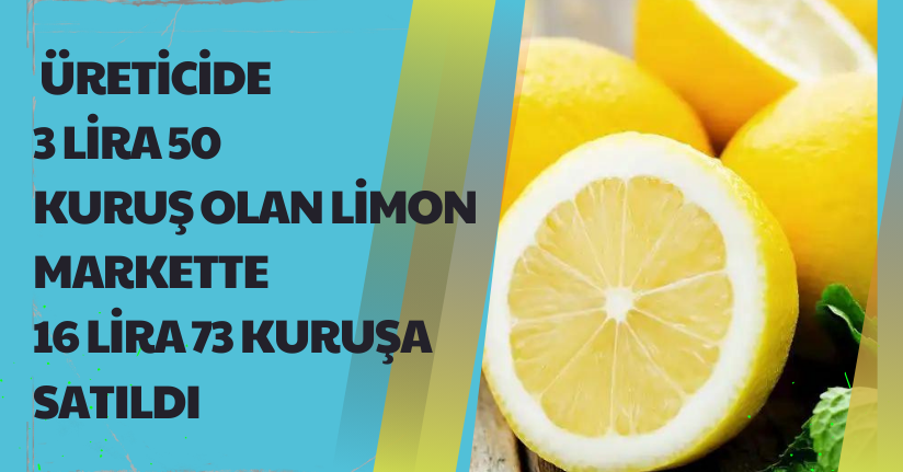 Üreticide 3 lira 50 kuruş olan limon markette 16 lira 73 kuruşa satıldı