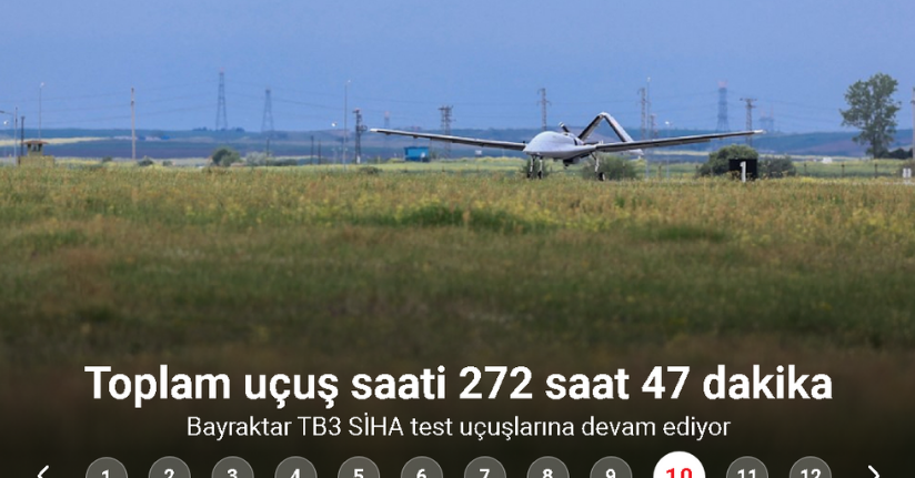 Bayraktar TB3’ün toplam uçuş saati 272 saat 47 dakikaya ulaştı