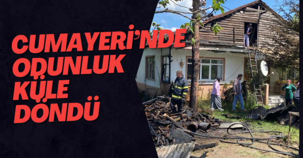 Cumayeri’nde Odunluk Küle Döndü