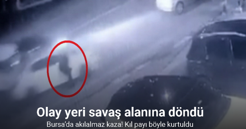Bursa’da akılalmaz kaza...Kıl payı böyle kurtuldu