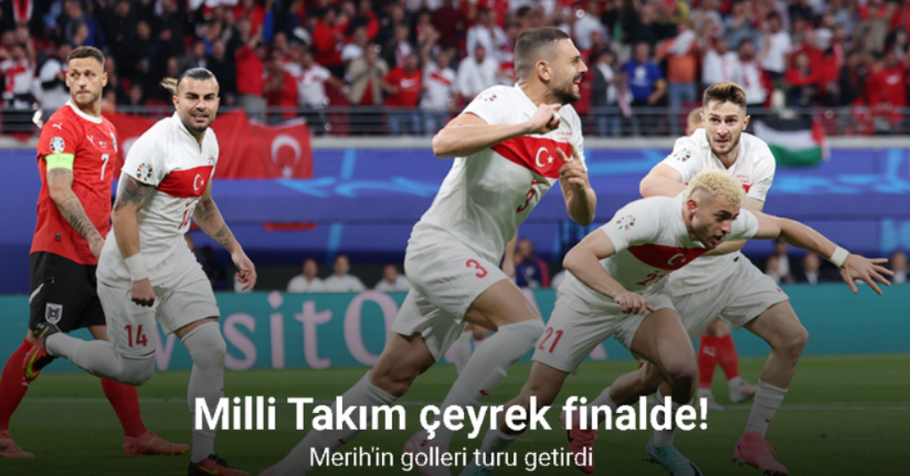 Milli Takım çeyrek finalde! Merih'in golleri turu getirdi