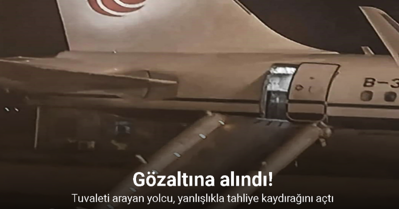 Çin'de tuvaleti arayan yolcu, yanlışlıkla tahliye kaydırağını açtı