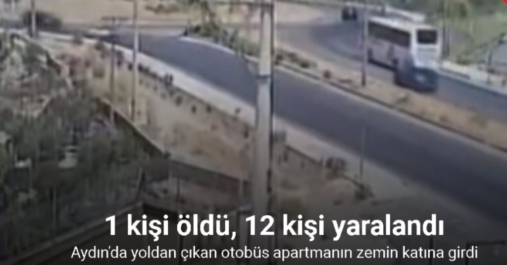 Otobüsün yoldan çıktığı kaza saniye saniye kaydedildi