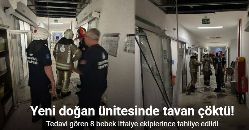 Hastanenin yeni doğan ünitesinde tavan çöktü