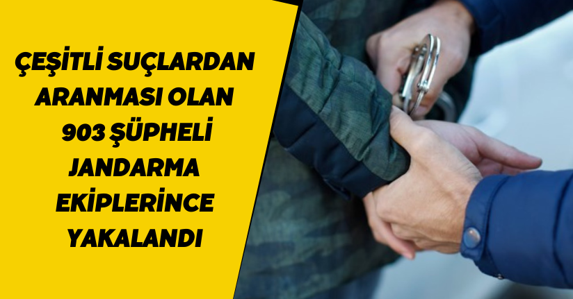 Çeşitli suçlardan aranması olan 903 şüpheli jandarma ekiplerince yakalandı