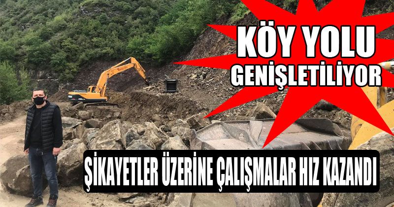 Köy Yolunda Genişletme Çalışmaları Devam Ediyor
