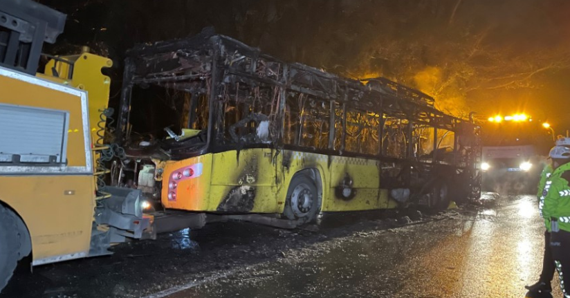 Sarıyer’de İETT otobüsü alev alev yandı