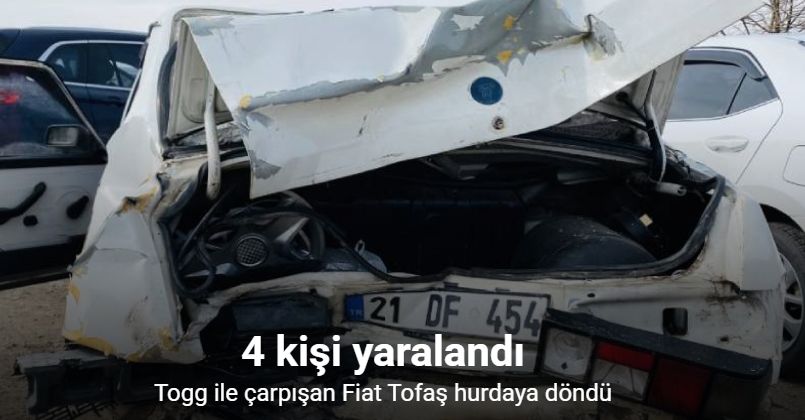 Togg ile çarpışan Tofaş hurdaya döndü: 4 yaralı
