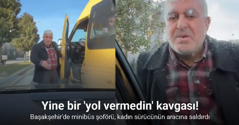 Başakşehir’de minibüs şoförü, kadın sürücünün aracına saldırdı