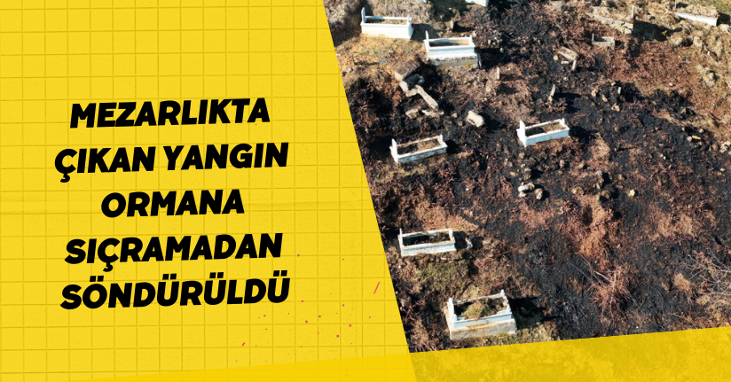 Mezarlıkta çıkan yangın ormana sıçramadan söndürüldü