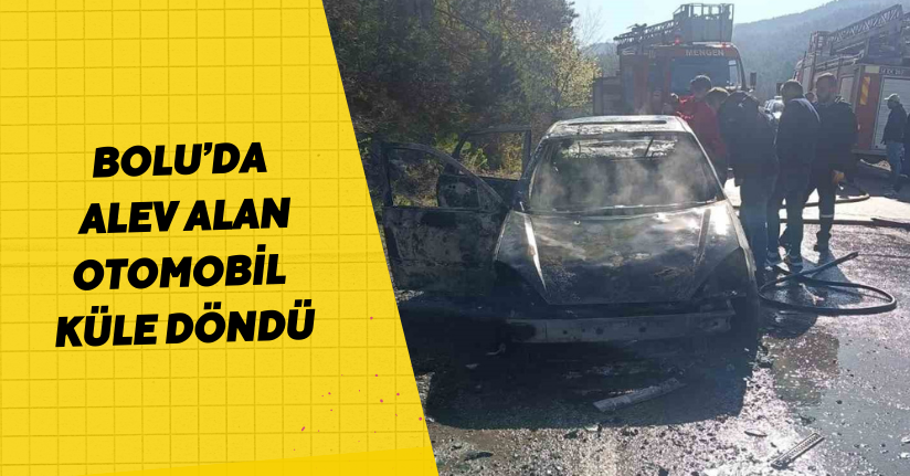 Bolu’da alev alan otomobil küle döndü