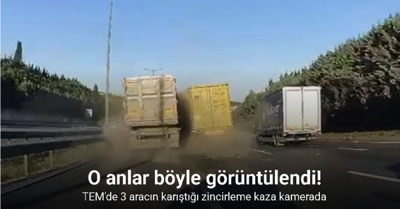 3 aracın karıştığı zincirleme kaza kamerada