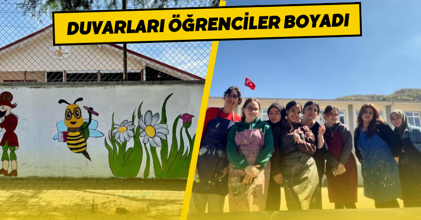Duvarları öğrenciler boyadı