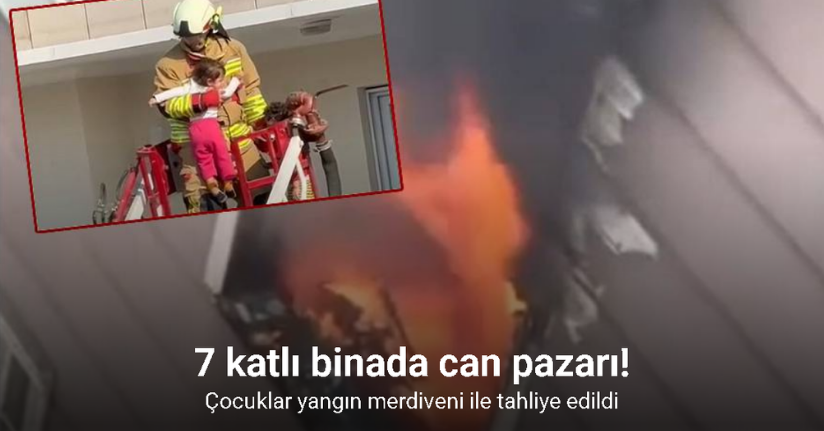 Turgutlu’da korkutan ev yangını, çocuklar yangın merdiveni ile tahliye edildi!