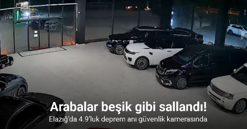 Elazığ’da 4.9’luk deprem anı güvenlik kamerasında