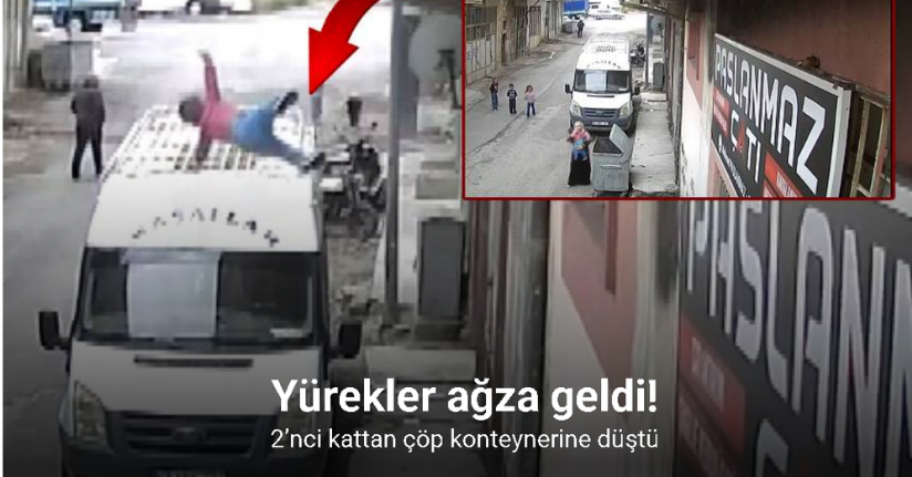 2’nci kattan çöp konteynerine düşen bebek güvenlik kamerasına yansıdı