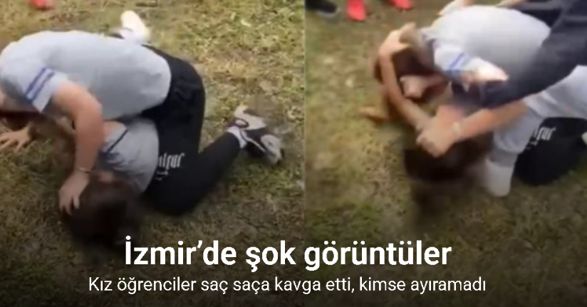 Kız öğrenciler saç saça kavga etti: O anlar kamerada