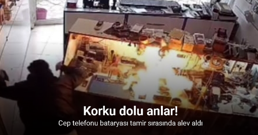 Cep telefonu bataryası tamir sırasında alev aldı