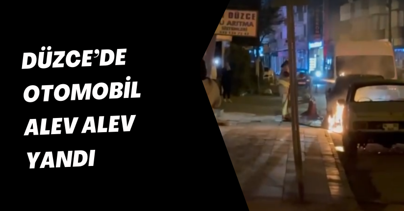 Düzce’de Otomobil Alev Alev Yandı