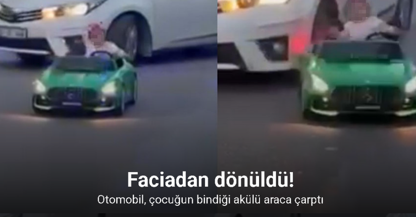 Otomobil çocuğun bindiği akülü araca çarptı: O anlar kamerada