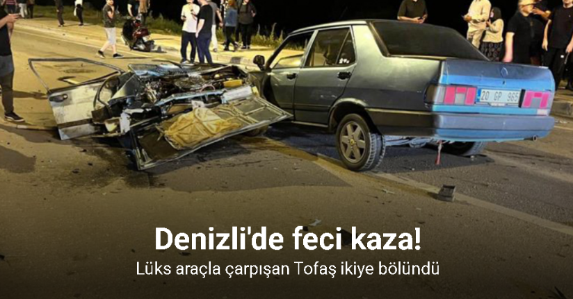 Lüks araçla çarpışan Tofaş ikiye bölündü