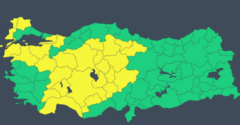 28 ilde sağanak ve fırtına nedeniyle 'sarı uyarı'
