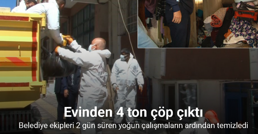 Esenler’de zihinsel engelli kızıyla birlikte yaşayan yaşlı kadının evinden ile 4 ton çöp çıktı