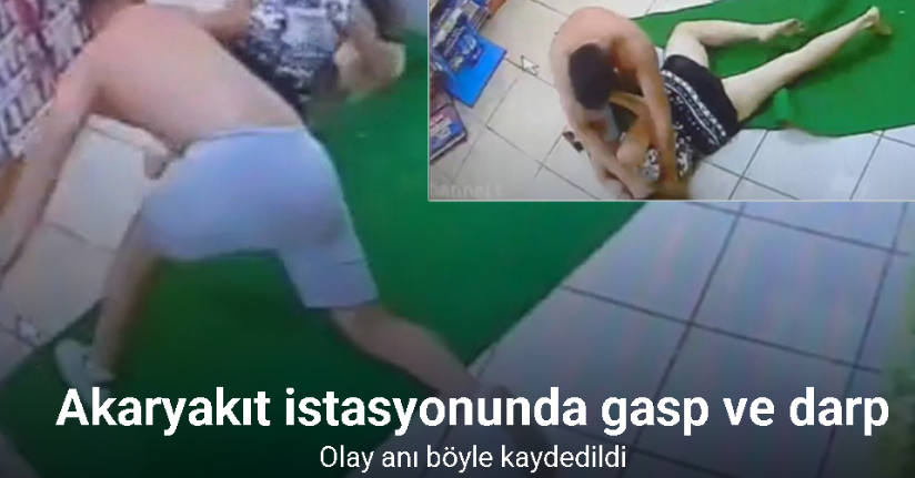 Fethiye’de akaryakıt istasyonundaki gasp anı kameralara yansıdı