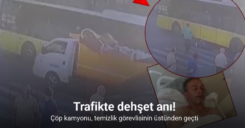 Çöp kamyonu, temizlik görevlisinin üstünden geçti
