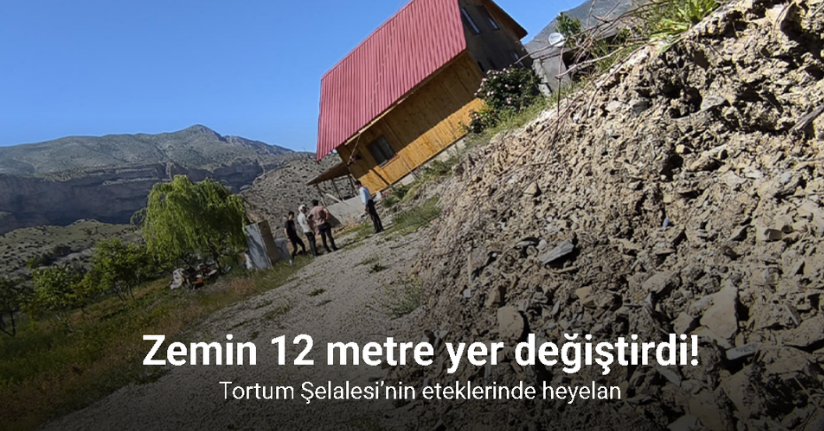 Tortum Şelalesi’nin eteklerinde heyelan