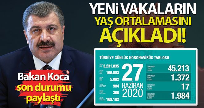 Bakan Koca, son durumu paylaştı! Yeni vakaların yaş ortalamasını açıkladı!