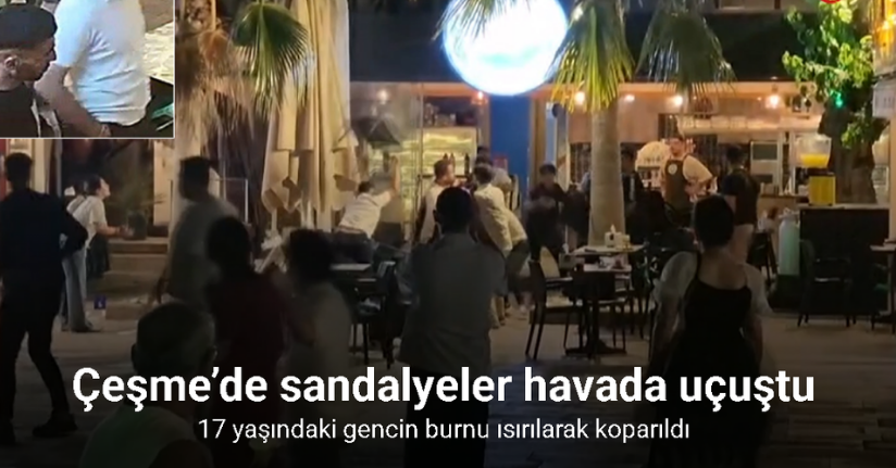 Çeşme’de sandalyeler havada uçuştu