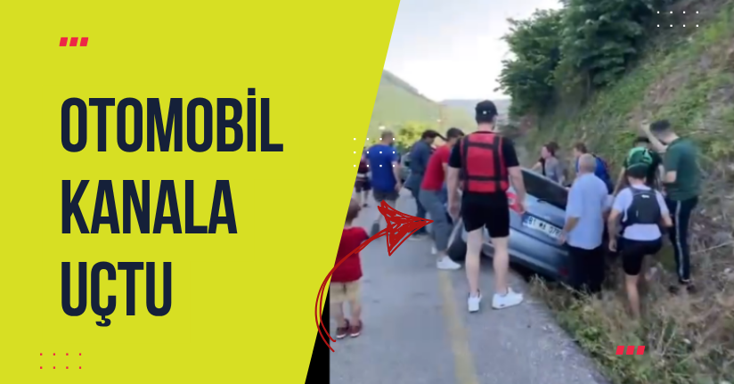Otomobil Kanala Uçtu