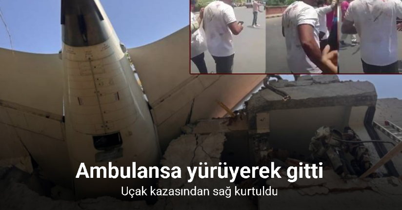 Hindistan’daki uçak kazasından sağ kurtulan yolcu yürürken görüntülendi
