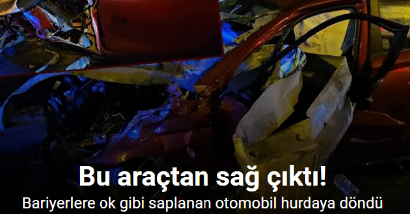 Bayrampaşa’da kontrolden çıkan otomobil bariyerlere saplandı