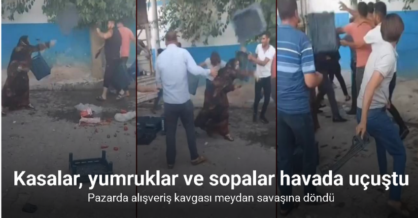 Pazarda alışveriş kavgası meydan savaşına döndü