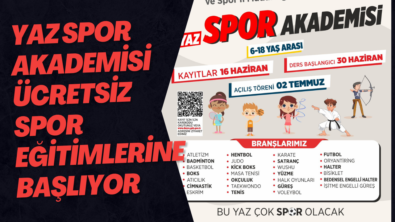 Yaz Spor Akademisi Ücretsiz Spor Eğitimlerine Başlıyor