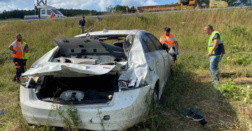 Kuzey Marmara Otoyolu’nda otomobil şarampole uçtu: 8 yaralı